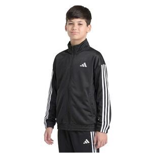 adidas Youth Boys 3-stripe Tricot Jacket AP12573 Full Zip Logo Black Size L